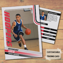 Basketbollspelare Anpassad Trading Card i Svart Rö