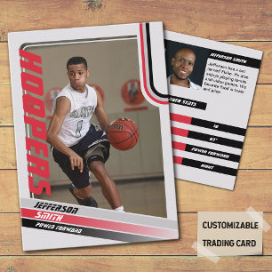 Basketbollspelare Anpassad Trading Card i Svart Rö