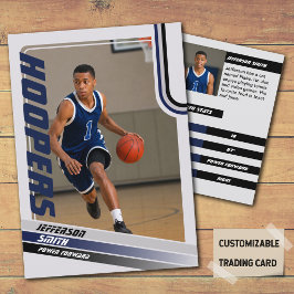 Basketbollspelare Anpassad Trading Card Svart Blå