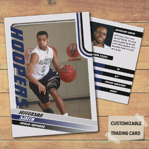 Basketbollspelare Anpassad Trading Card Svart Blå