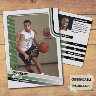 Basketbollspelare Anpassad Trading Card Svart Grön