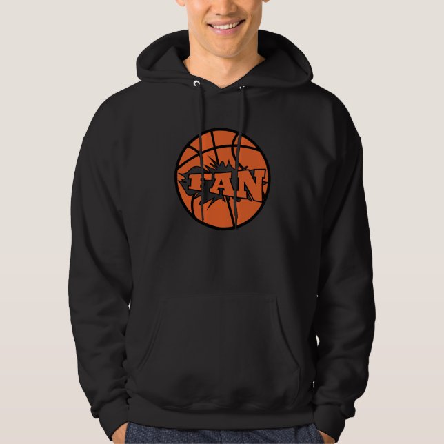 Basketbollspelare fläkt orange boll hoodie (Framsida)