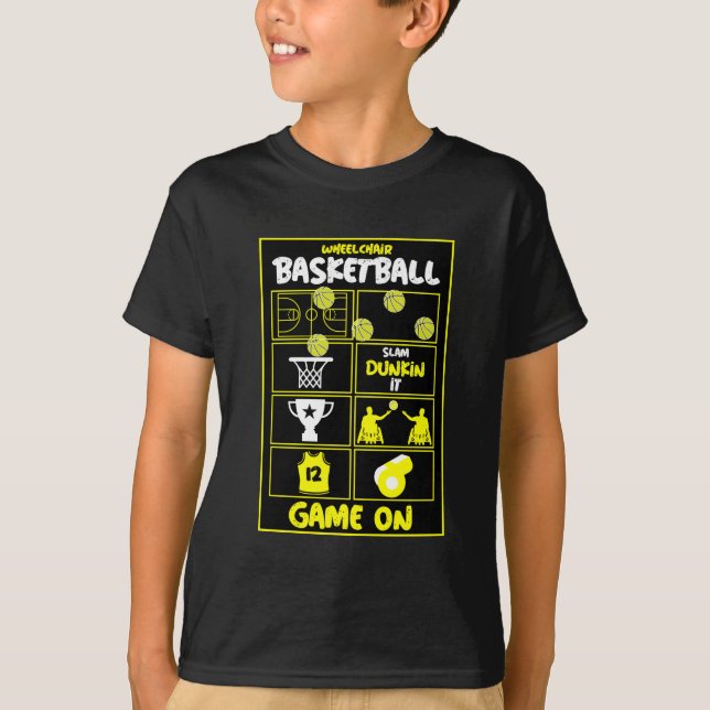 Basketbollspelare för rullstol t shirt (Framsida)
