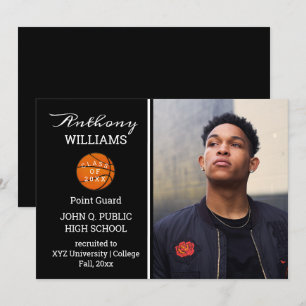 Basketbollspelare Foto Examen Annonsering Inbjudningar
