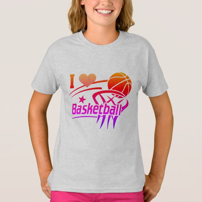 Basketbollspelare, jag Kärlek basketboll, färg T Shirt (Framsida)