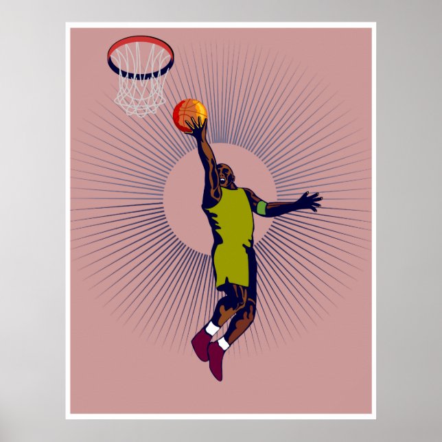 Basketbollspelare ljugit upp boll poster (Framsidan)