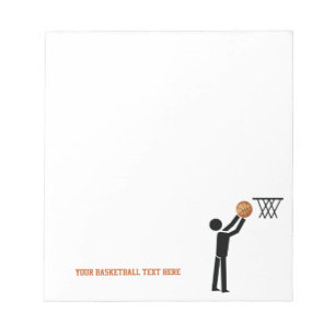 Basketbollspelare med boll anpassningsbar anteckningsblock