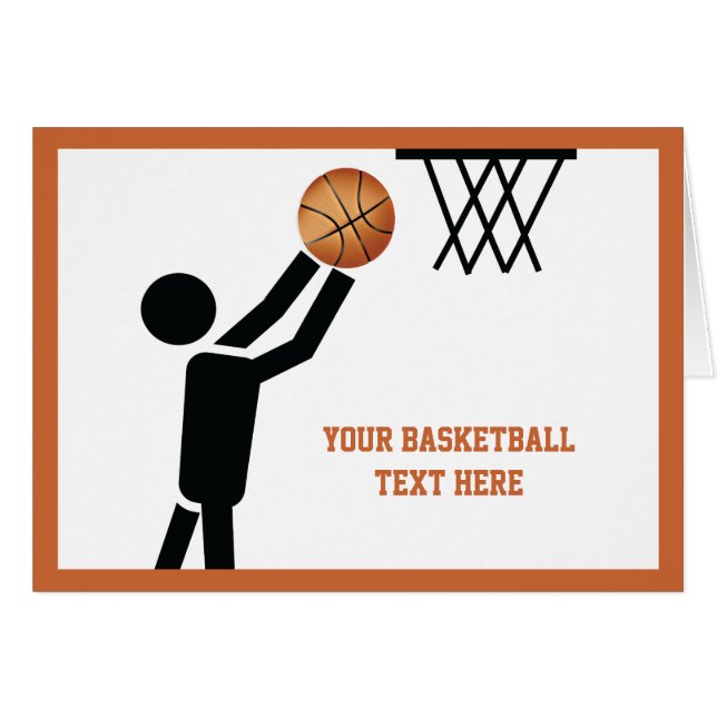 Basketbollspelare med boll anpassningsbar hälsningskort (Framsidan Horizontal)