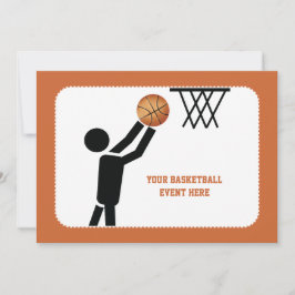 Basketbollspelare med boll anpassningsbar inbjudningar