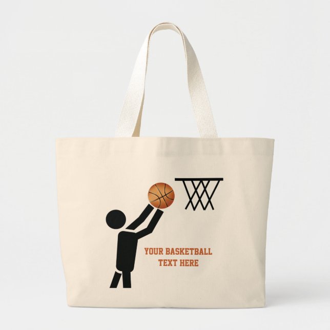 Basketbollspelare med boll anpassningsbar jumbo tygkasse (Framsidan)