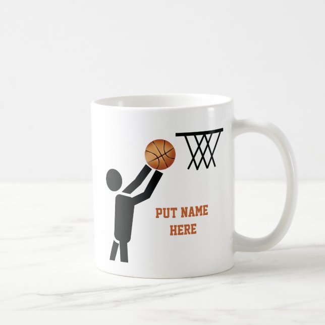 Basketbollspelare med boll anpassningsbar kaffemugg (Höger)