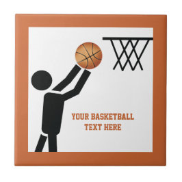 Basketbollspelare med boll anpassningsbar kakelplatta