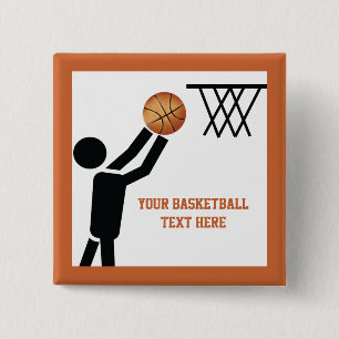 Basketbollspelare med boll anpassningsbar knapp