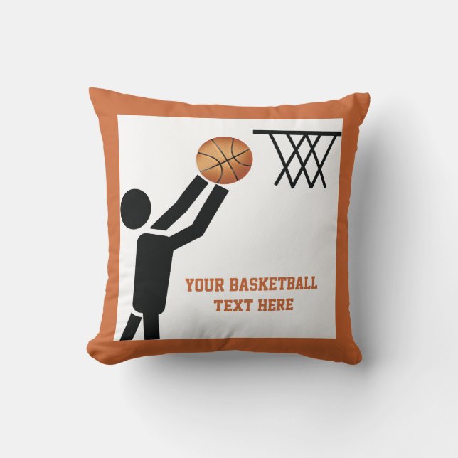 Basketbollspelare med boll anpassningsbar kudde (Framsida)