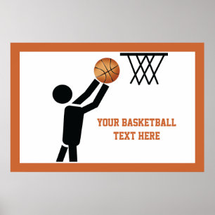 Basketbollspelare med boll anpassningsbar poster