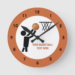 Basketbollspelare med boll anpassningsbar rund klocka