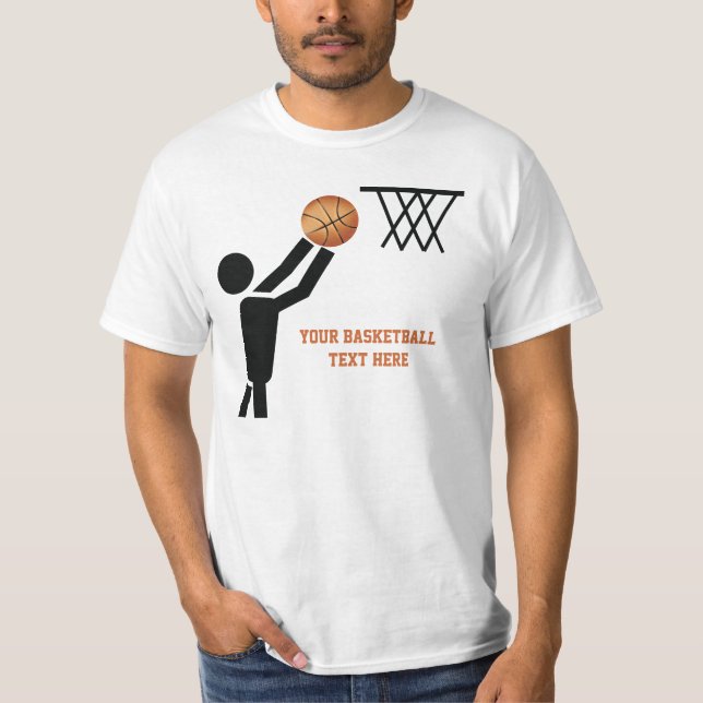 Basketbollspelare med boll anpassningsbar t shirt (Framsida)