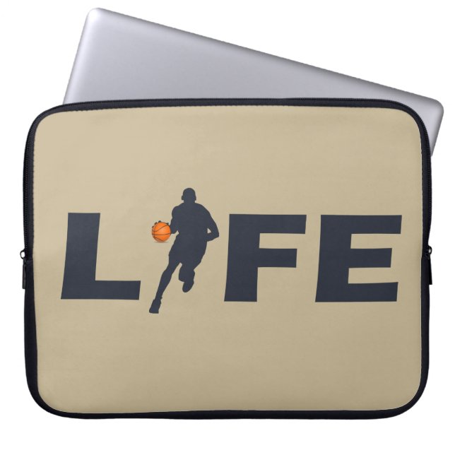Basketbollspelare med orange boll laptop fodral (Framsidan)
