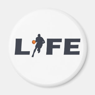 Basketbollspelare med orange boll magnet