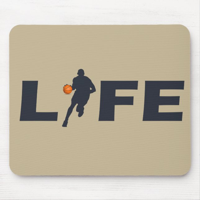 Basketbollspelare med orange boll musmatta (Framsidan)