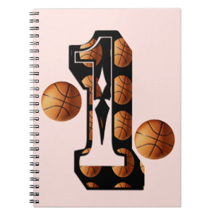 Basketbollspelare nummer ett med basketbullar, anteckningsbok