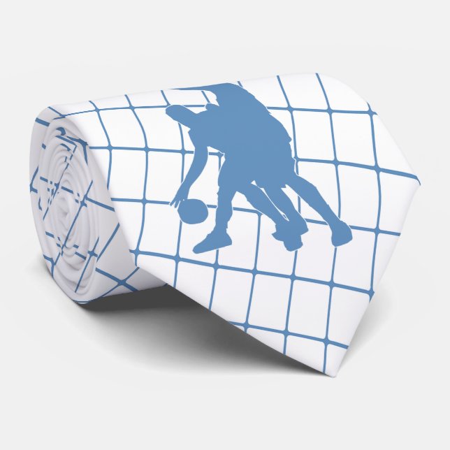 Basketbollspelare på Blue Check Necktie Slips (Rullad)