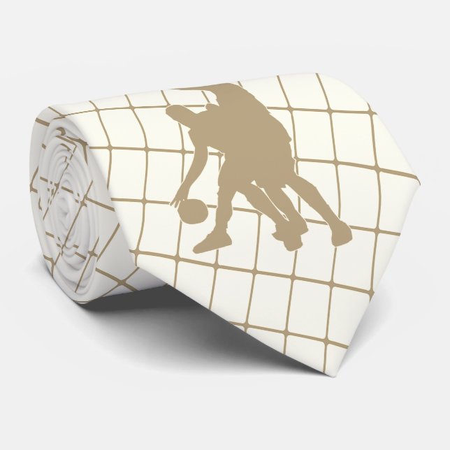 Basketbollspelare på Tan Check Necktie Slips (Rullad)