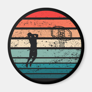 Basketbollspelare slam dunk vintage-återstart magnet