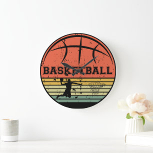 Basketbollspelare slam dunk vintage-återstart stor klocka