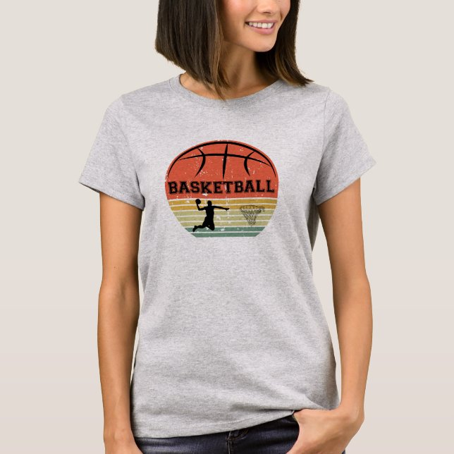 Basketbollspelare slam dunk vintage-återstart t shirt (Framsida)