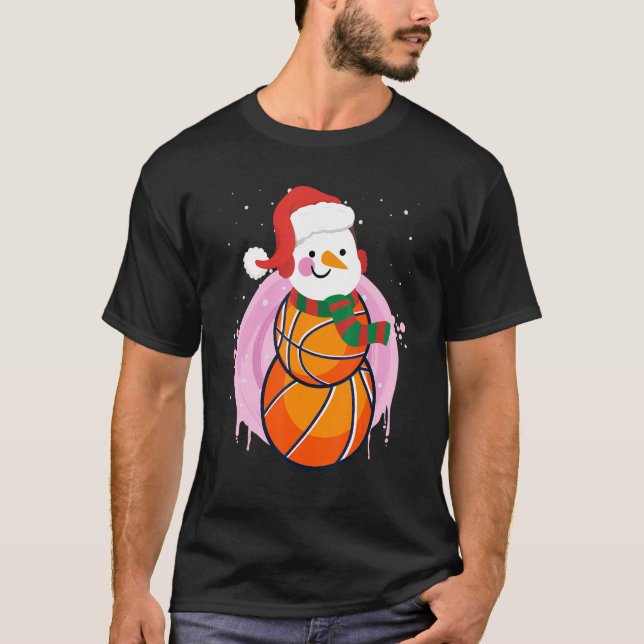 Basketbollspelare snögubbe basketspelare t shirt (Framsida)