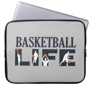Basketbollspelare som borrar med orange boll laptop fodral
