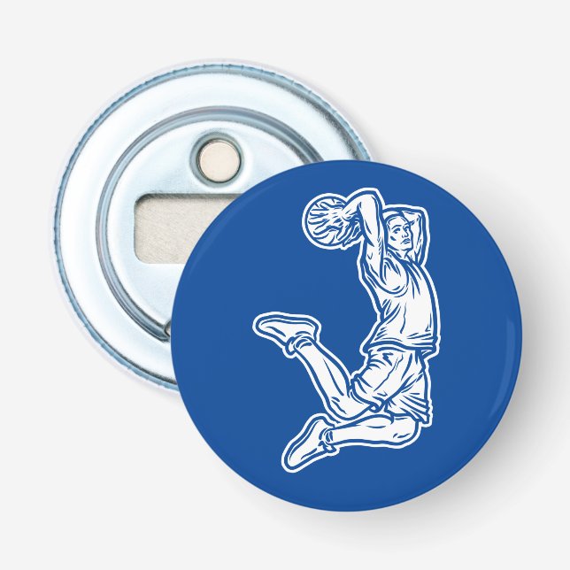 Basketbollspelare som gör Slam dunk Light Design Flasköppnare (Framsidan)