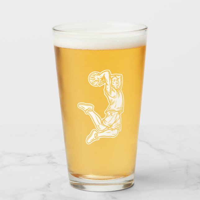 Basketbollspelare som gör Slam dunk Light Design Glaskopp (Framsida fylld)