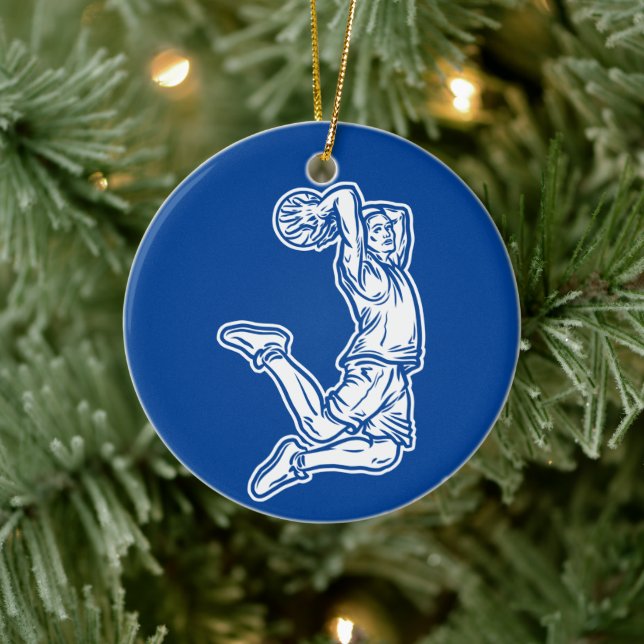 Basketbollspelare som gör Slam dunk Light Design Julgransprydnad Keramik (Träd)
