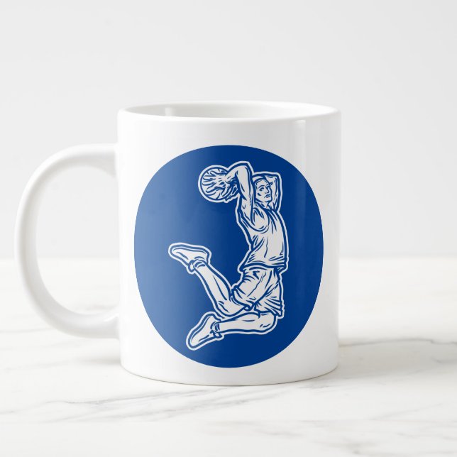 Basketbollspelare som gör Slam dunk Light Design Jumbo Mugg (Vänster)