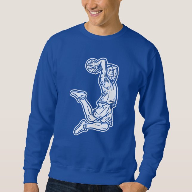 Basketbollspelare som gör Slam dunk Light Design Lång Ärmad Tröja (Framsida)