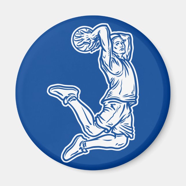Basketbollspelare som gör Slam dunk Light Design Magnet (Framsidan)