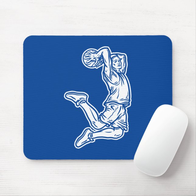 Basketbollspelare som gör Slam dunk Light Design Musmatta (Med mus)