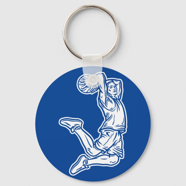 Basketbollspelare som gör Slam dunk Light Design Nyckelring (Framsida)