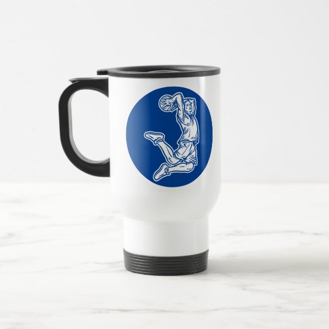 Basketbollspelare som gör Slam dunk Light Design Resemugg (Vänster)