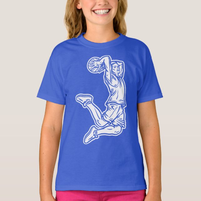 Basketbollspelare som gör Slam dunk Light Design T Shirt (Framsida)