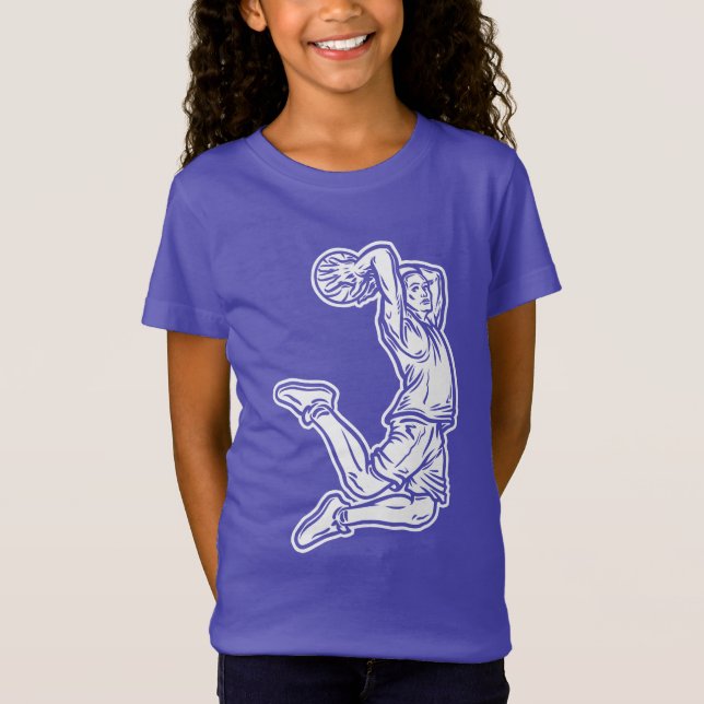 Basketbollspelare som gör Slam dunk Light Design T Shirt (Framsida)