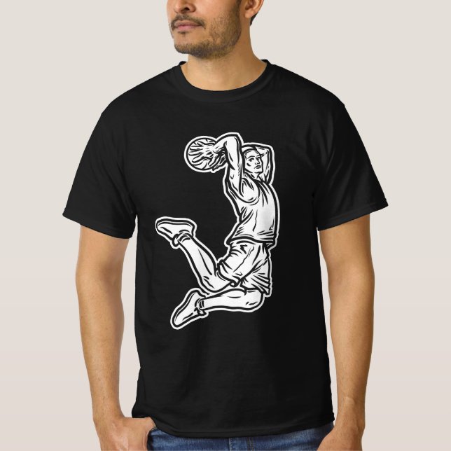 Basketbollspelare som gör Slam dunk Light Design T Shirt (Framsida)