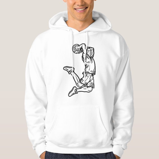 Basketbollspelare som gör Slam dunk Mörk Design Hoodie (Framsida)