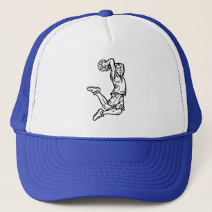 Basketbollspelare som gör Slam dunk Mörk Design Keps