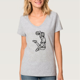 Basketbollspelare som gör Slam dunk Mörk Design T Shirt