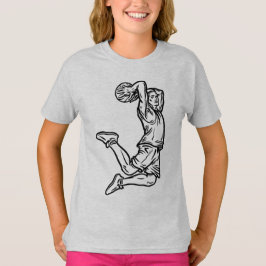 Basketbollspelare som gör Slam dunk Mörk Design T Shirt