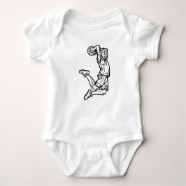 Basketbollspelare som gör Slam dunk Mörk Design T Shirt