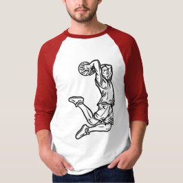 Basketbollspelare som gör Slam dunk Mörk Design T Shirt